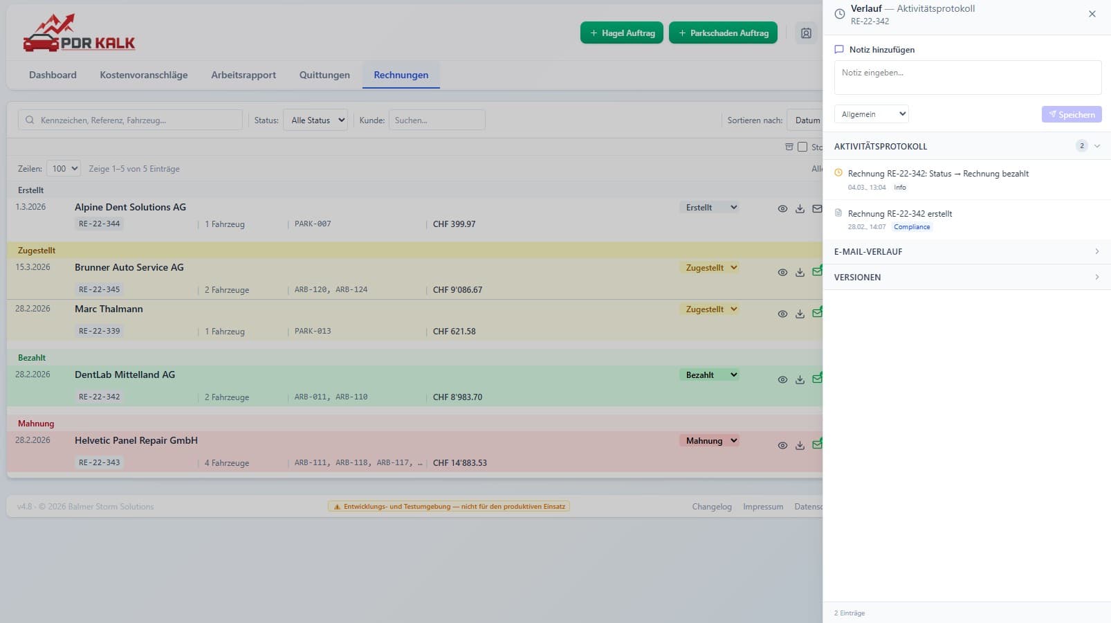 Aktivitätsprotokoll & Verlauf